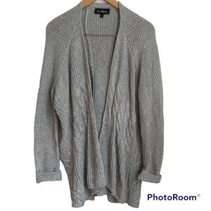 SAM EDELMAN Gray textured heavy knit cardigan cable knit wool blend size Small